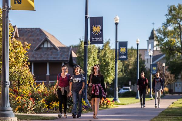 Students walking on central campus